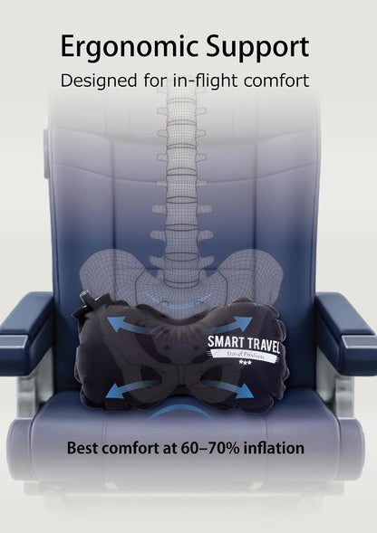 SmartTravel Travel Products Inflatable Travel Lumbar Pillow for Airplane Seat – Adjustable Lower Back Support Cushion for Long Flights