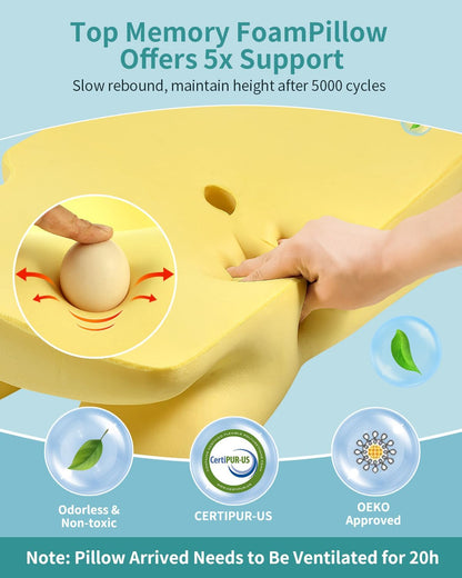 Cervical Neck Pillow for Pain Relief - Ergonomic Pillow Memory Foam Pillows for Sleeping, Cooling Orthopedic Neck Support Pillow, Contour Cervical Pillow Bed Pillow for Back Stomach Sleepers
