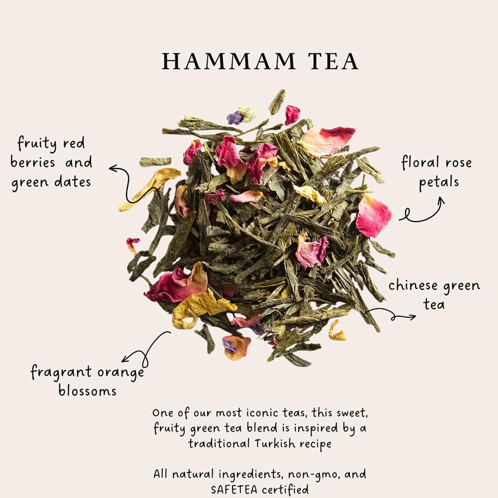 Palais des Thés - Hammam Tea - Rose & Berries Green Tea -20 Cotton Tea Bags