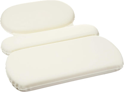 Amazon Basics Bath Tub Neck and Back Support Pillow with Non-Slip Suction Cups, Waterproof, Thick Padded 3-Panel, Easy to Clean, Off-white