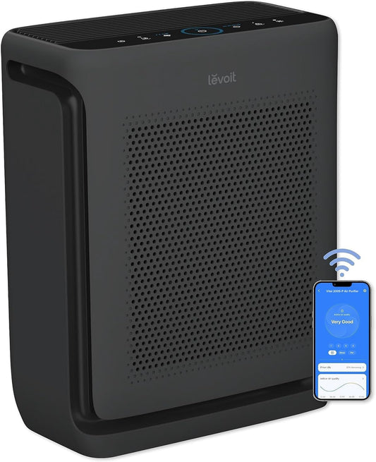 LEVOIT Air Purifier for Home Bedroom with HEPA Filter, White Noise Sound Machine and Blue Light-Safe Night Light Support Better Sleep, AHAM VERIFIDE, 5 Air Quality Monitor, Smart WiFi, Sprout