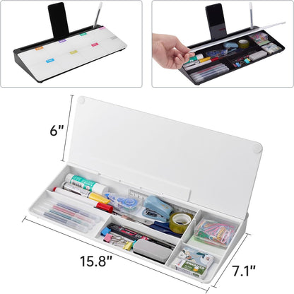 TSJ OFFICE Whiteboard Weekly Dry-Erase-Board - Desktop White Board Calendar Desk Organizers with Accessories Computer Keyboard Stand with Drawer, for Office, Home, School Supplies - White Calendar