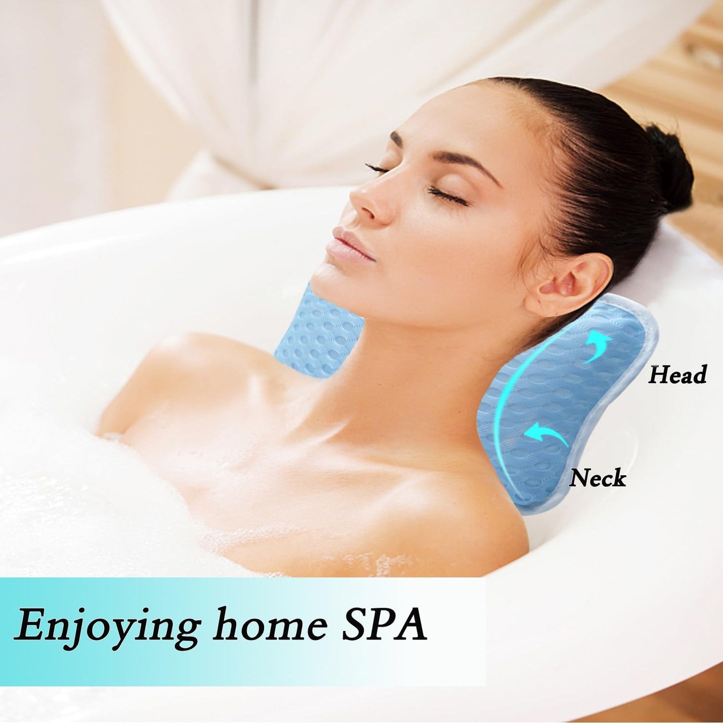 Bath Pillows for tub,Home Spa Pillows for Bathtub, Hot Tub,Head and Neck Support with 2 Strong Suction Cups,White