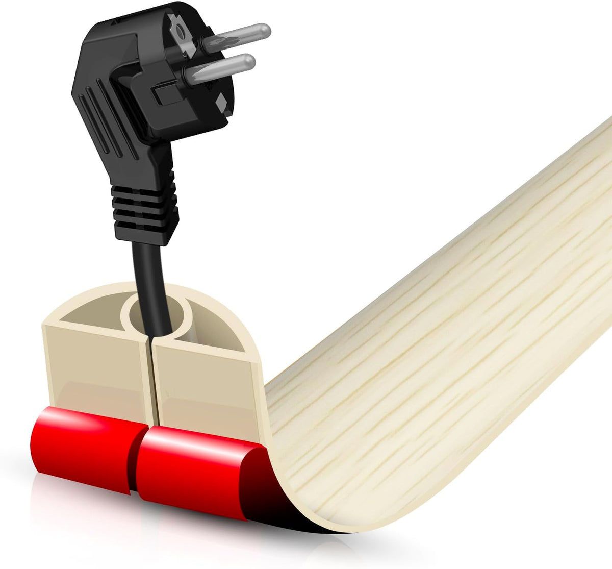 Floor Cord Cover Self Adhesive Cord Hider,10FT Cable Management, Extension Strip Protector for Wires, Prevent Cable Trips for Offices, Gyms, Exhibitions Cavity 0.39"(W) x 0.27"(H) BrownWood