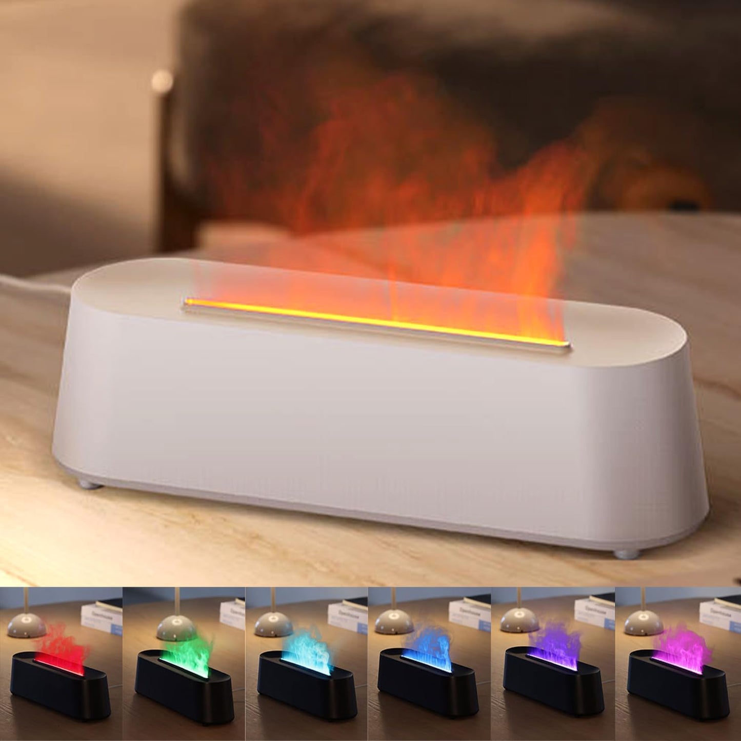 YALEDI Essential Oil Diffuser, Fireplace Flame Fire Oil Diffuser, 250ml Cool Mist Aromatherapy Humidifier, Scent Diffuser with 7 Colors Light, Remote Control, Timer & Auto-Off for Home, Room (Black)