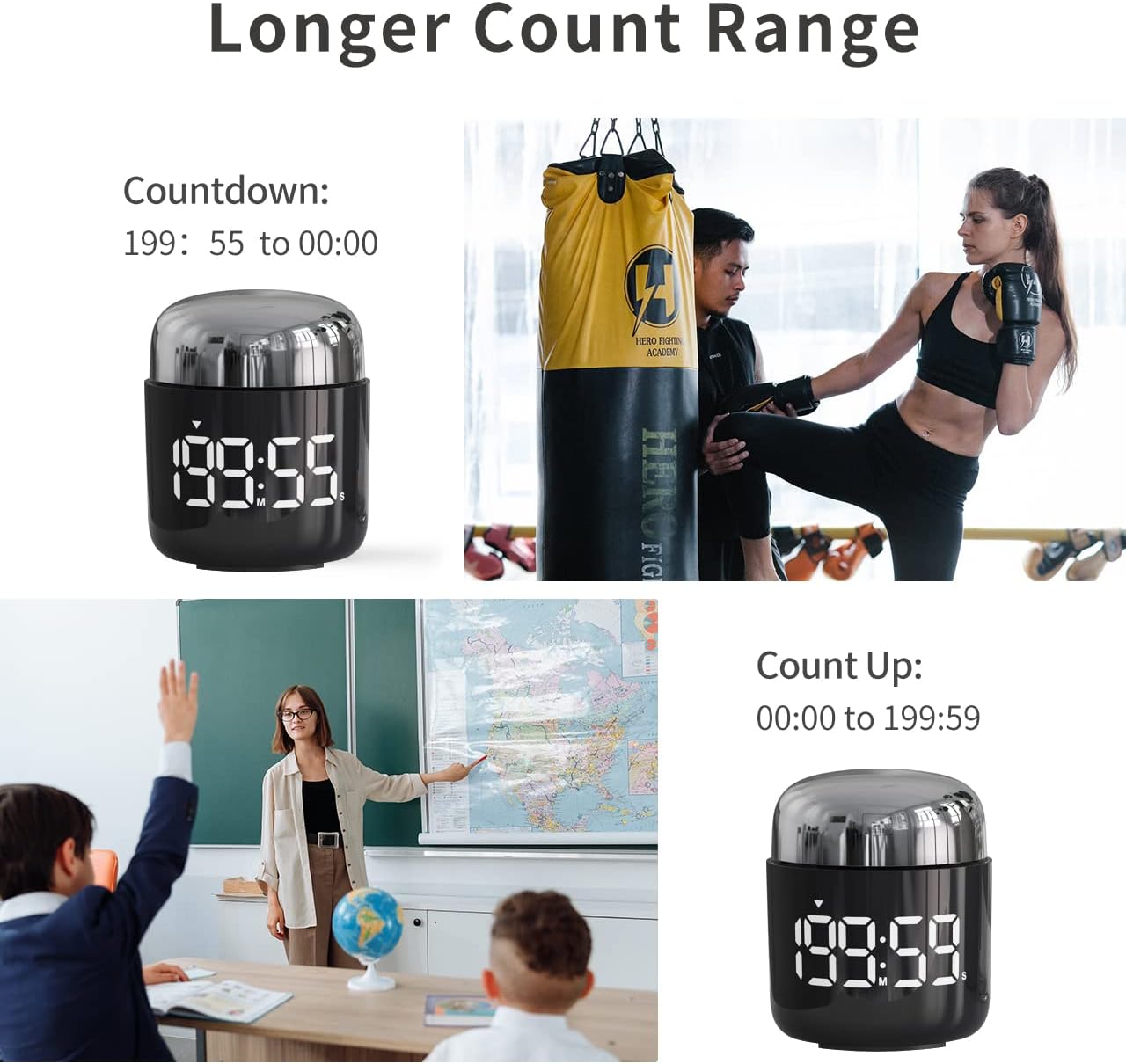 Kitchen Timer, 360 Rotate, Countup/Countdown, LED, Volume