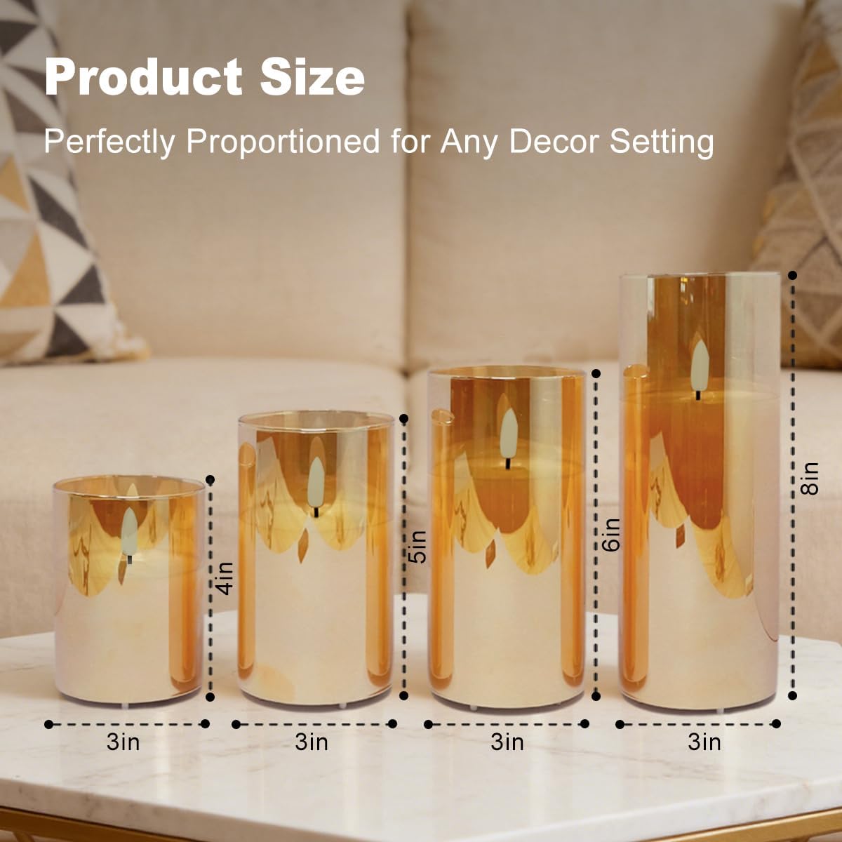 LEDHOLYT Rechargeable Flameless Glass Pillar Candles–Gifts for Women,–Set of 3, Realistic Flickering LED Flame,Remote & Timer, Ideal for Living Room, Bedroom & Halloween Festival Home Party Decor