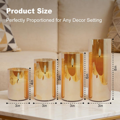 LEDHOLYT Rechargeable Flameless Glass Pillar Candles–Gifts for Women,–Set of 3, Realistic Flickering LED Flame,Remote & Timer, Ideal for Living Room, Bedroom & Halloween Festival Home Party Decor
