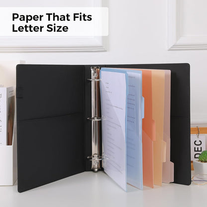 SKYDUE 3 Ring Binder with Clipboard, 13.2" × 10.2" Faux Leather 1 Inch Binder Organizer with 5 Pocket Dividers, Notepad, Labels & 2 Storage Pockets for Teachers, Students, Nurses & Office Work