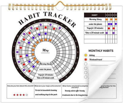 Thboxes Writable Habit Tracker Calendar, Undated 18 Months Daily, Weekly, Monthly Habit Journal with Spiral Planner for Goal Setting, Boost Productivity & Workout Motivation