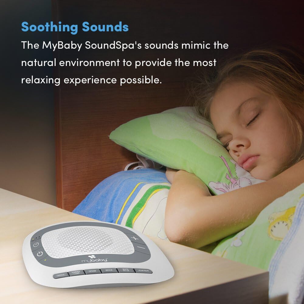 MyBaby SoundSpa White Noise Machine for Babies | 6 Soothing Lullabies for Newborns, Sound Therapy for Travel, Relaxing, Kids, Newborns, Baby Songs, Adjustable Volume, Auto-off Timer, By HoMedics