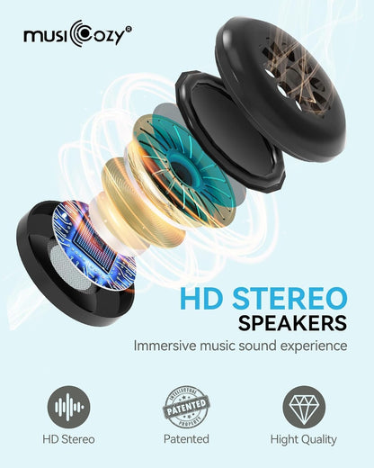 MUSICOZY Sleep Headphones, Bluetooth 5.4 Sleep Mask Headband Headphones Sleeping Eye Mask, Wireless Music Earbuds Earphones with HD Stereo Speakers for Side Sleepers, Cool Gadgets Unique Gift