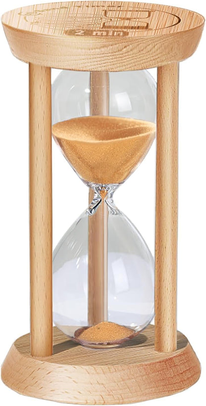2 Minute Wooden Sand Timer,2 Min Hourglass, Small Sand Watch, Reloj De Arena, Hour Glass Sandglass for Home, Office, Decorative, Game, Classroom