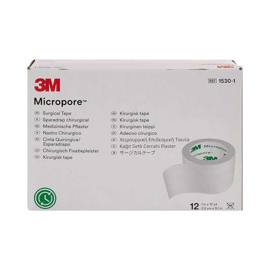 3M™ Micropore™ Surgical Tape 1530-1, 1 IN x 10 YD (2,5cm x 9,1m), 12 Rolls/Carton