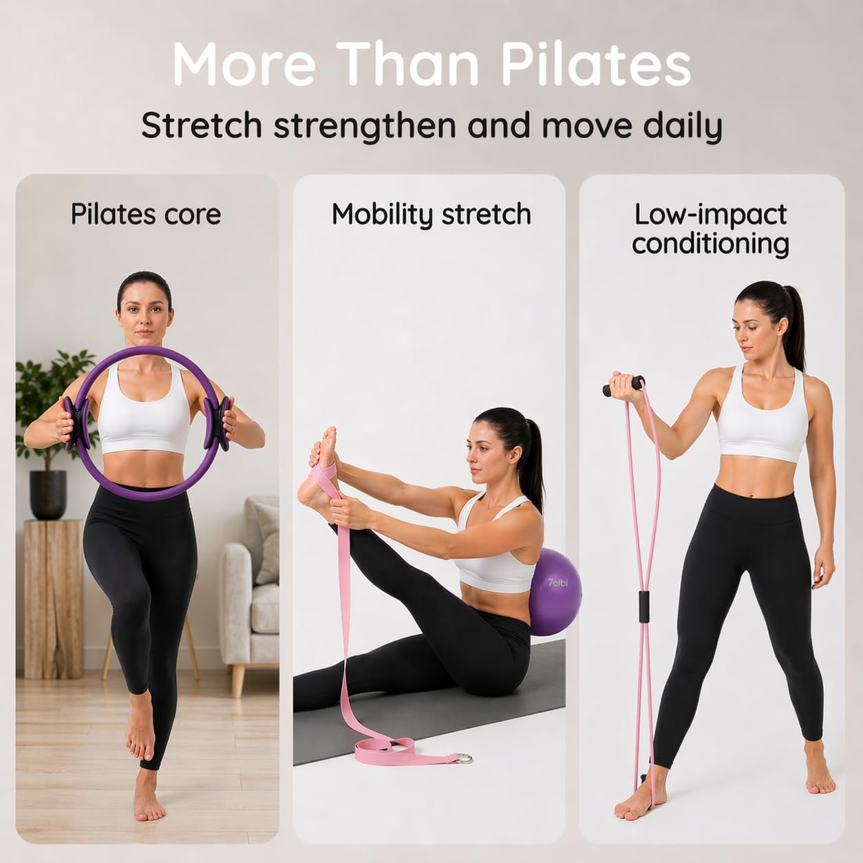 Pilates Ring and Ball Set with Video Tutorials, 10-in-1 Home Pilates Kit | Complete beginner-friendly workout kit for women to tone, strengthen and improve flexibility, balance and core at home