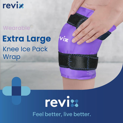 REVIX 19" Extra Large Knee Ice Pack Wrap Around Entire Knee, Reusable Gel Cold Pack for Discomfort and Post-Workout Fatigue, Cold Compress, Enhance Comfort and Recovery