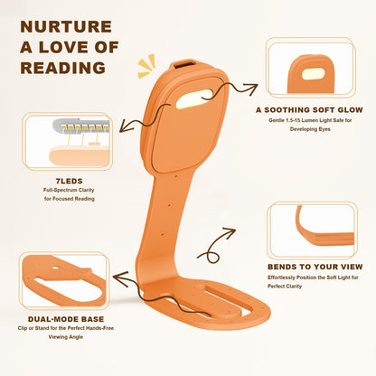 Rechargeable Kids Book Light, Cute Bookmark Reading Light for Kids, Dimmable Portable LED Book Light for Reading in Bed, Eye-Caring Bedtime Reading Lamp for Children & Travel, Black