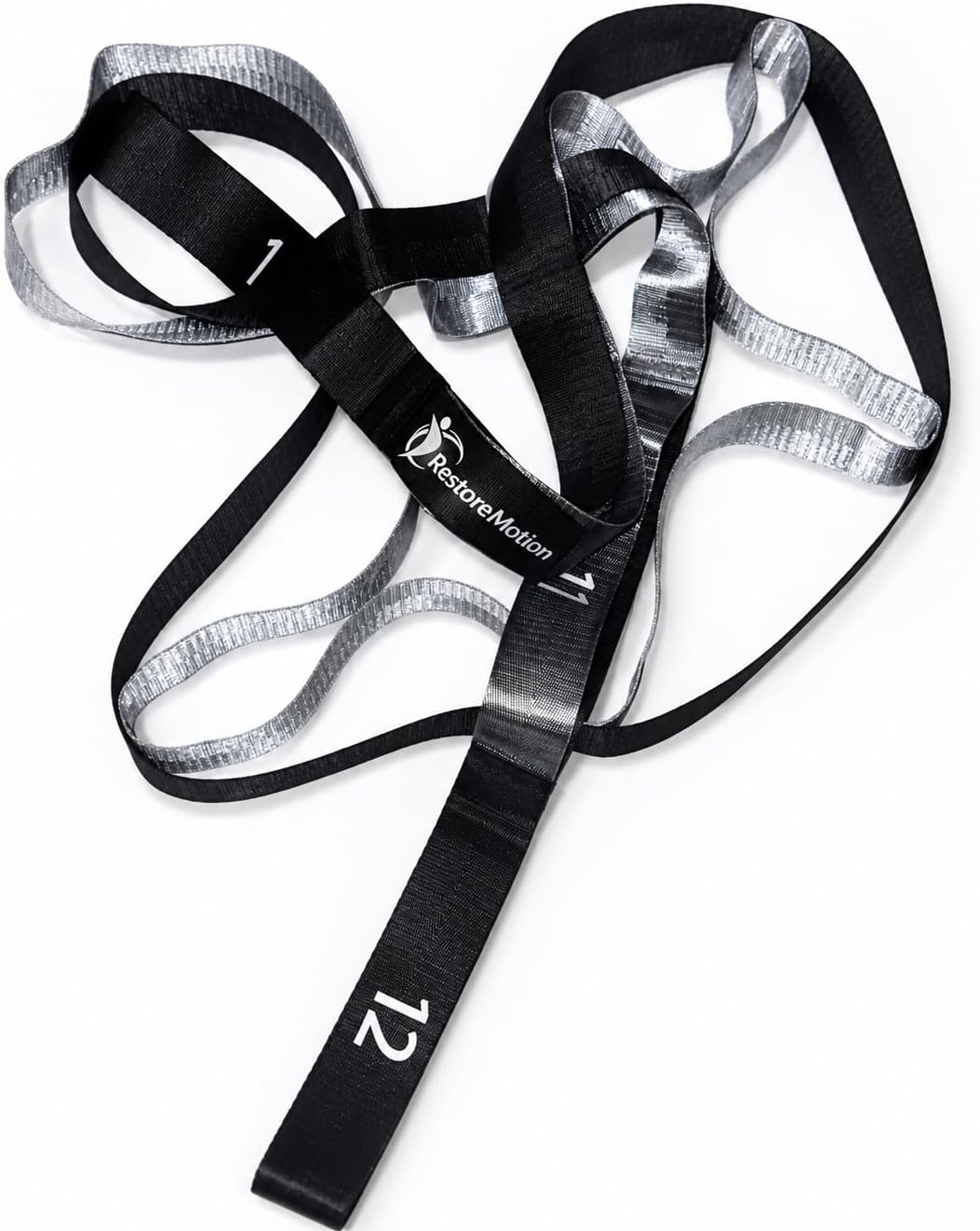 12 Loop Stretching Strap for Physical Therapy, Yoga, Flexibility & Rehabilitation