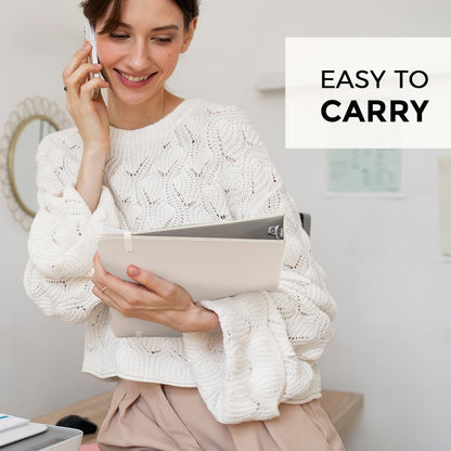 SKYDUE 3 Ring Binder with Clipboard, 13.2" × 10.2" Faux Leather 1 Inch Binder Organizer with 5 Pocket Dividers, Notepad, Labels & 2 Storage Pockets for Teachers, Students, Nurses & Office Work