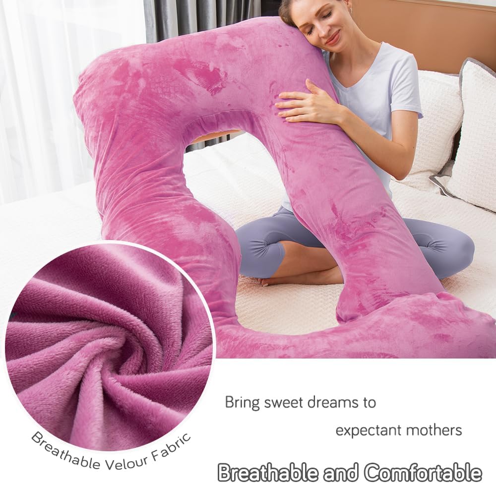 60 Inch Pregnancy Pillow for Sleeping, Extra Large U Shaped Body Pillow, Maternity Pillow for Pregnant Women with Velvet Cover (Dark Grey)
