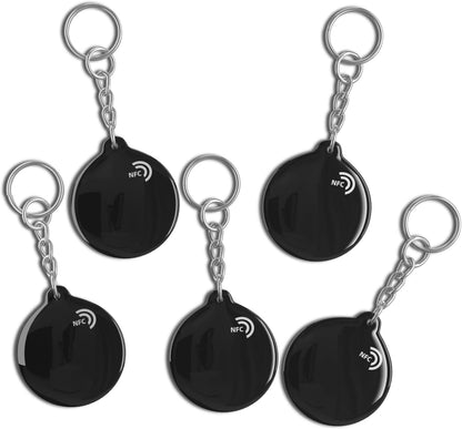 ZHAOYU 10PCS Black NFC Keychains NTAG213 Chips Programmable NFC Tags NFC Keyfobs NFC Cards，Compatible with NFC-Enabled Phones & Devices