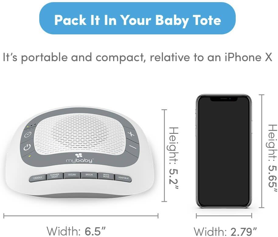 MyBaby SoundSpa White Noise Machine for Babies | 6 Soothing Lullabies for Newborns, Sound Therapy for Travel, Relaxing, Kids, Newborns, Baby Songs, Adjustable Volume, Auto-off Timer, By HoMedics