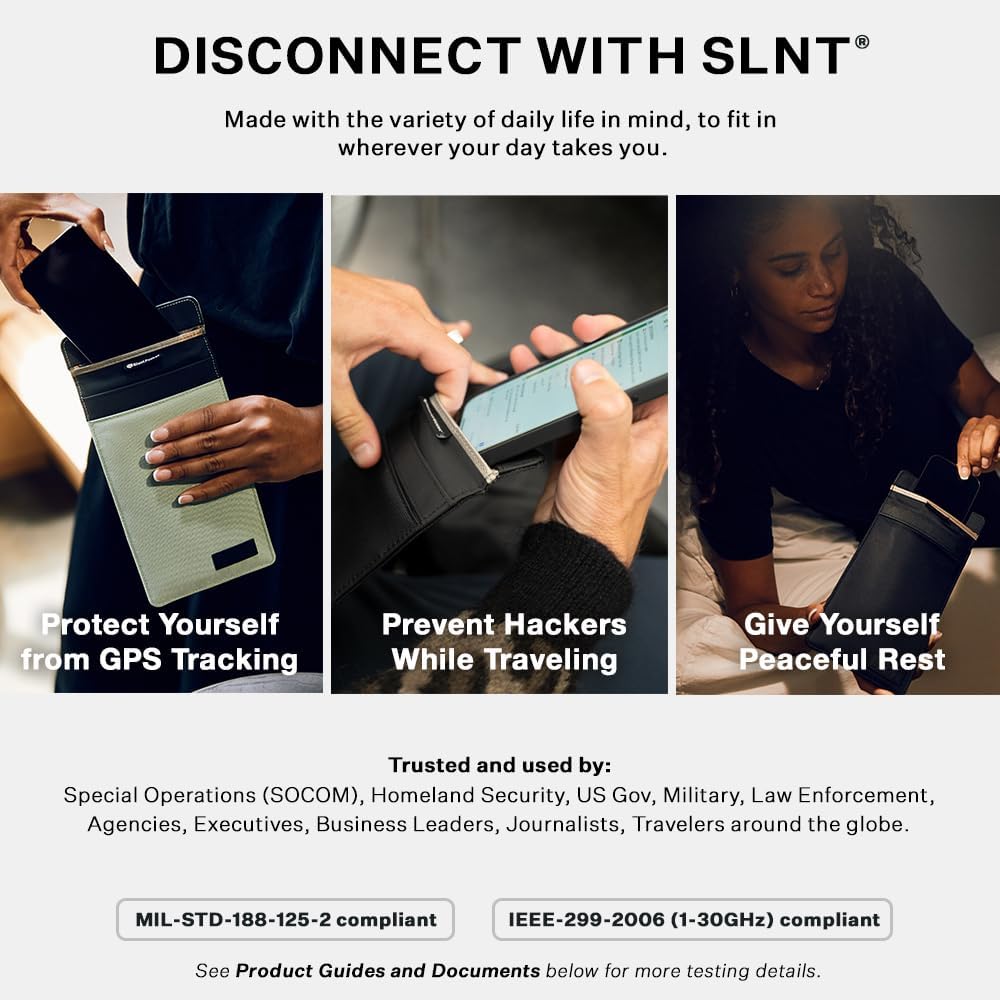 SLNT Faraday Phone Sleeve - Signal Blocking Pouch (Black, Medium)