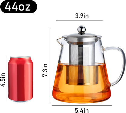 PARACITY Glass Teapot Stovetop 18.6 OZ, Borosilicate Clear Tea Kettle with Removable 18/8 Stainless Steel Infuser, Teapot Blooming and Loose Leaf Tea Maker Tea Brewer for Camping, Travel (550ML)