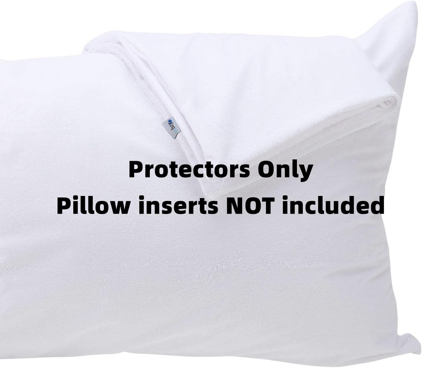 Kingnex Feather Proof Pillow Protectors with Zipper Standard Size 2 Pack - 100% Waterproof - Down Proof - Terry Surface