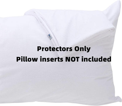 Kingnex Feather Proof Pillow Protectors with Zipper Standard Size 2 Pack - 100% Waterproof - Down Proof - Terry Surface