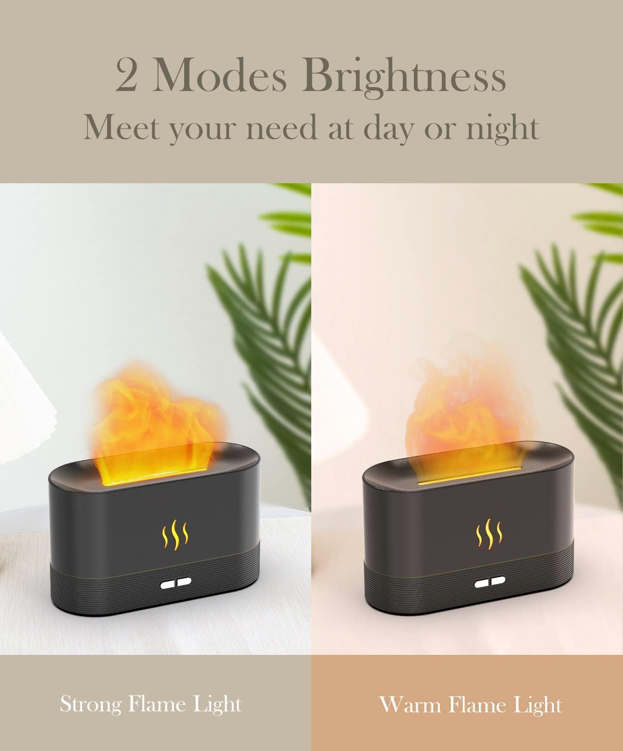 Aegci Flame Air Diffuser Humidifier, 180ML Essential Oil Diffuser with Fire Mist Effect, Ultrasonic Aroma Diffuser, 2 Brightness Modes, Auto-Off, for Bedroom Home Office(Black)