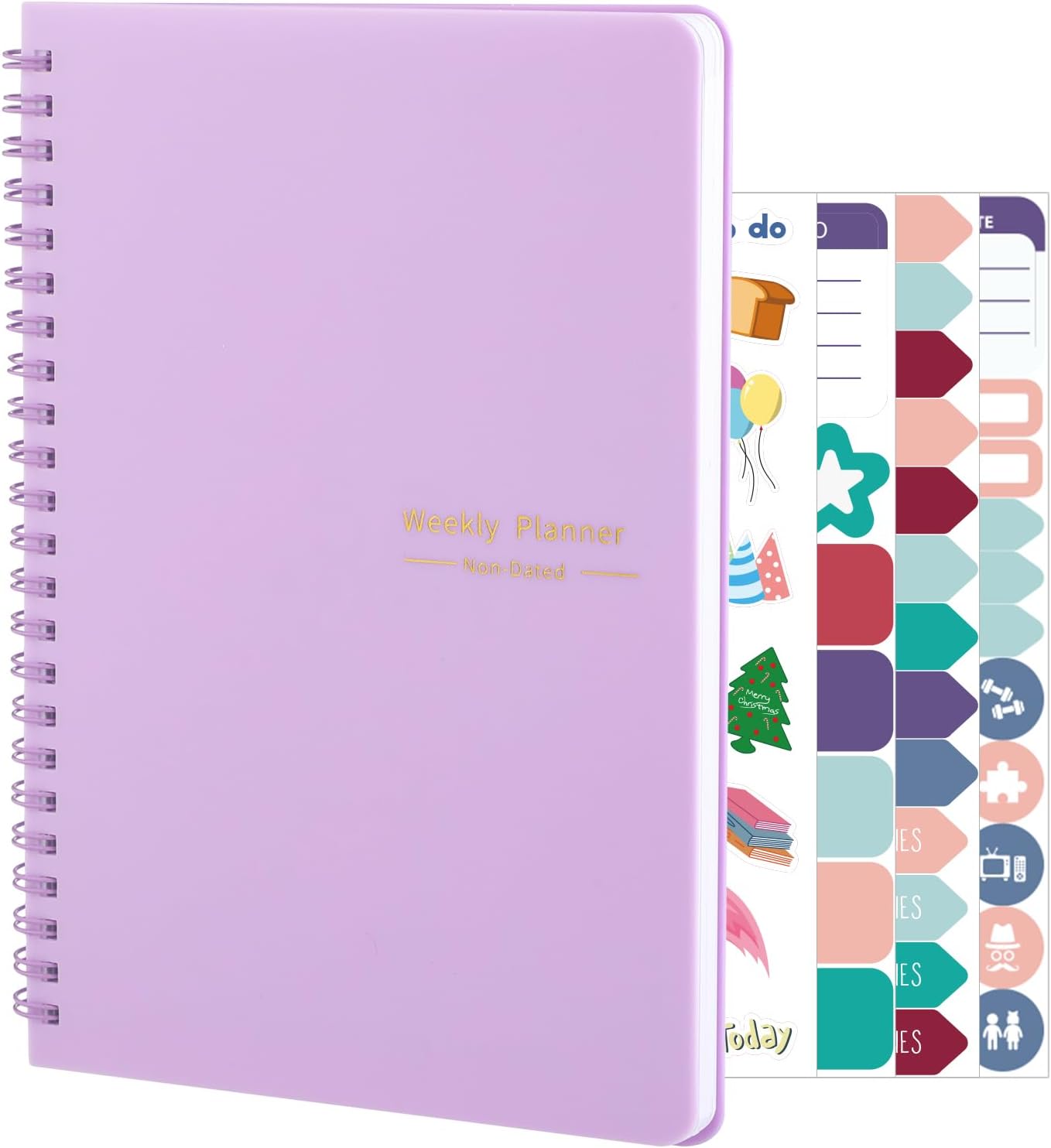 Undated Weekly Planner with Habit Tracker, 52 Weeks To Do List Notebook A5 Weekly Goal Planner with Spiral Binding & Stickers Home Work School Supplies for Women Girls 8.2" x 5.7" - Pink