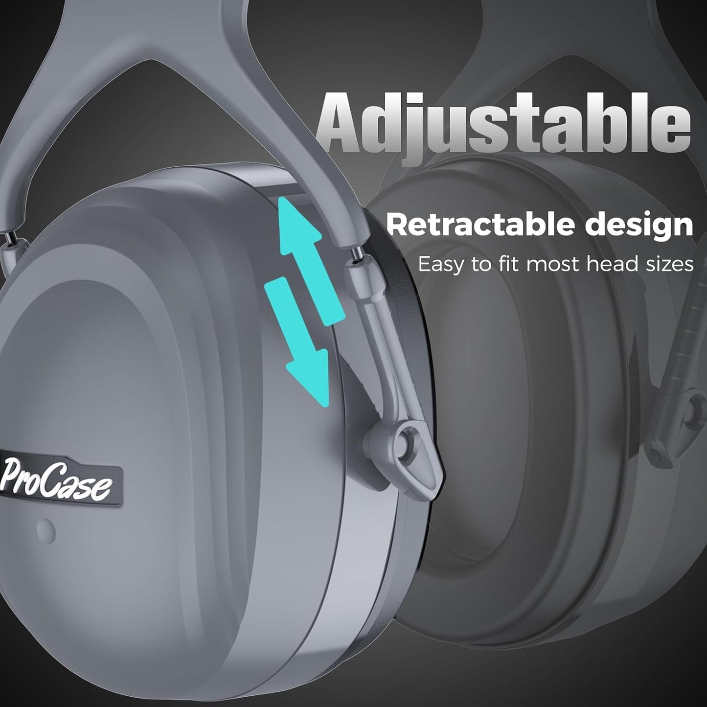 ProCase Extra Large SNR 37dB Noise Cancelling Headphones NRR 30dB Ear Muffs | Hearing Protection for Adults Noise Reduction, Wide Size Adjustment and Comfortable