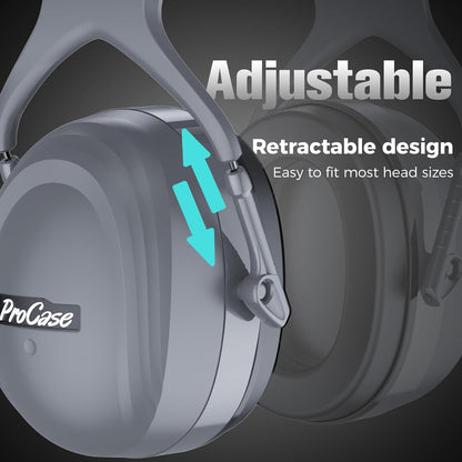 ProCase Extra Large SNR 37dB Noise Cancelling Headphones NRR 30dB Ear Muffs | Hearing Protection for Adults Noise Reduction, Wide Size Adjustment and Comfortable