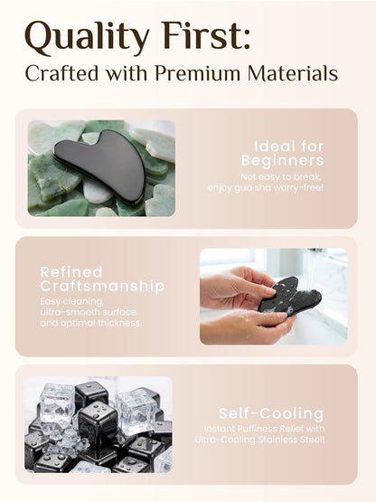 Rena Chris Gua Sha Facial Tools, Stainless Steel Guasha Tool for Acupuncture, Manual Massage Tool for Jawline Sculpting and Puffiness Reducing, Gua Sha Facial Massage Tool, Skin-Care Gift (Silver)