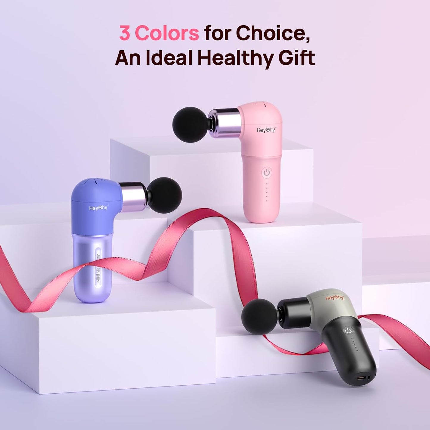 HEYCHY Super Mini Massage Gun, Deep Tissues Percussion Muscle Massager | Compact Sports Travel Massage Gun, FSA Eligible Portable Massager Gun for Her Him, Handheld Massager Gun HSA Eligible Black