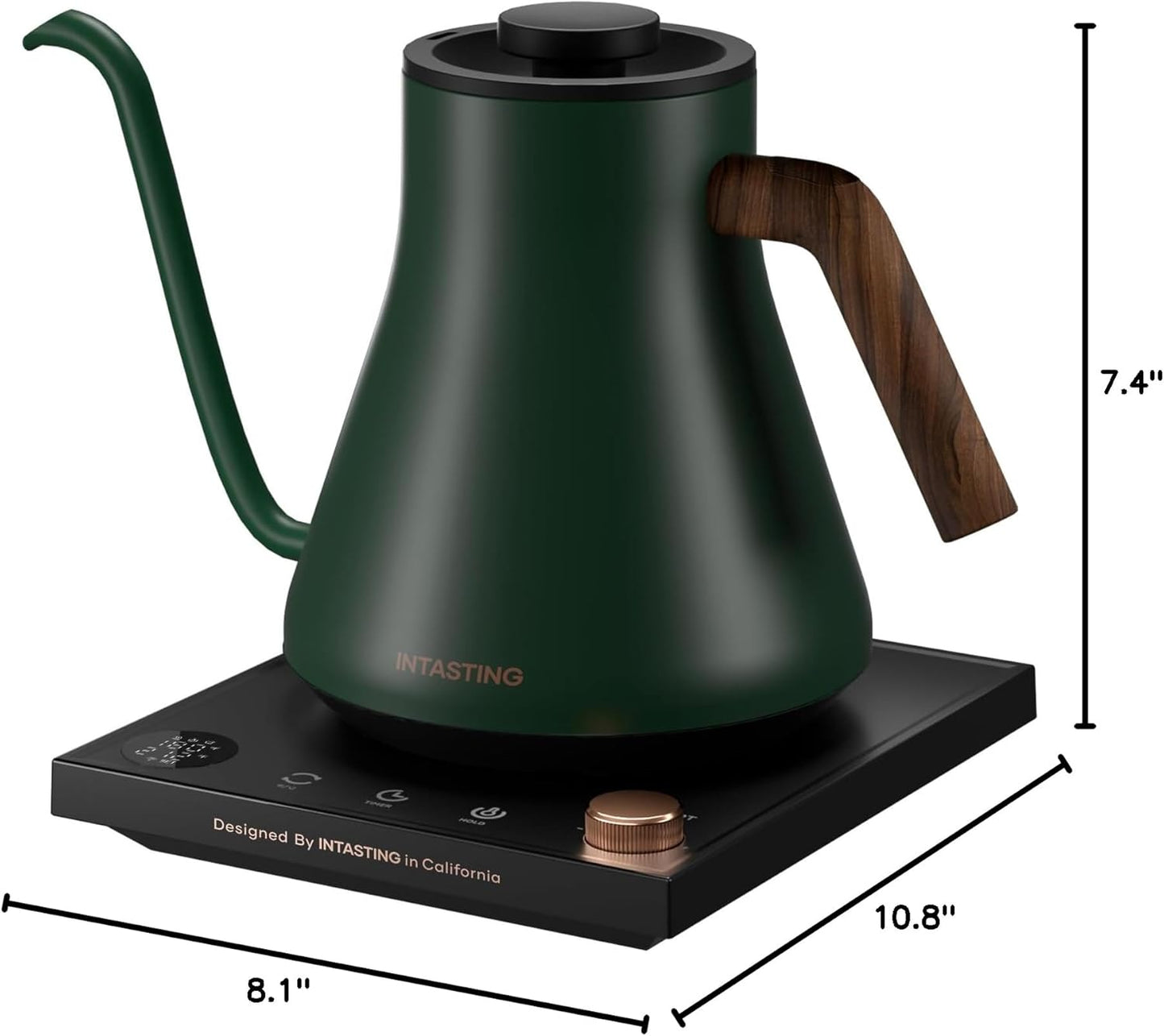 INTASTING Electric Kettles, Gooseneck Electric Kettle, ±1℉ Temperature Control, Stainless Steel Inner, Quick Heating, for Pour Over Coffee, Brew Tea, Boil Hot Water, 0.9L Black
