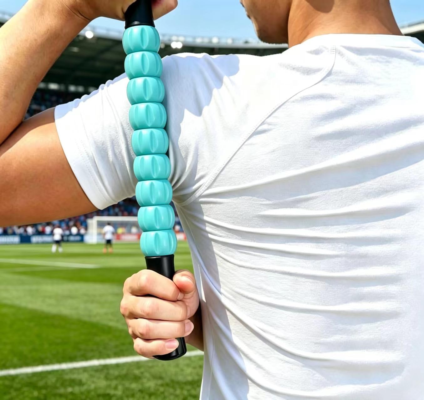 Muscle Roller Stick - A Full-Body Massage Roller that Can Relieve Muscle Soreness, Cramps and Tension After Exercise. It is a Handheld Physical Therapy and Recovery Tool（Black and Purple）