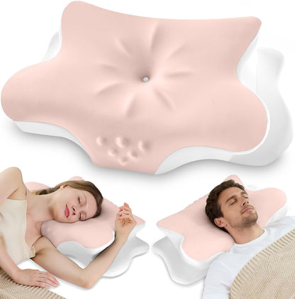 Cervical Neck Pillow for Pain Relief – Ergonomic Memory Foam Pillow for Side Sleeper Contour Orthopedic Bed Pillow for Neck Support with Cooling Cover – Ideal Christmas Birthday Gift for Women Men