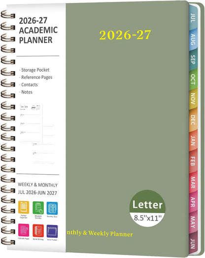 Planner 2026-2027, Weekly and Monthly Calendar Planner, JUL 2026 - JUN 2027 | Academic Year, Daily Agenda Book, A5(6.3'' x 8.5''), Sprial Bound, Inner Pocket, Office School Use