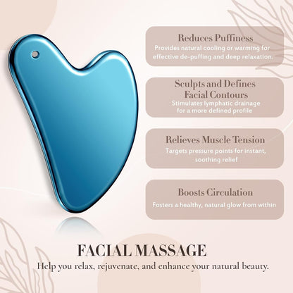 Nuanchu 304 Stainless Steel Gua Sha Facial Tool, Silver, Heart