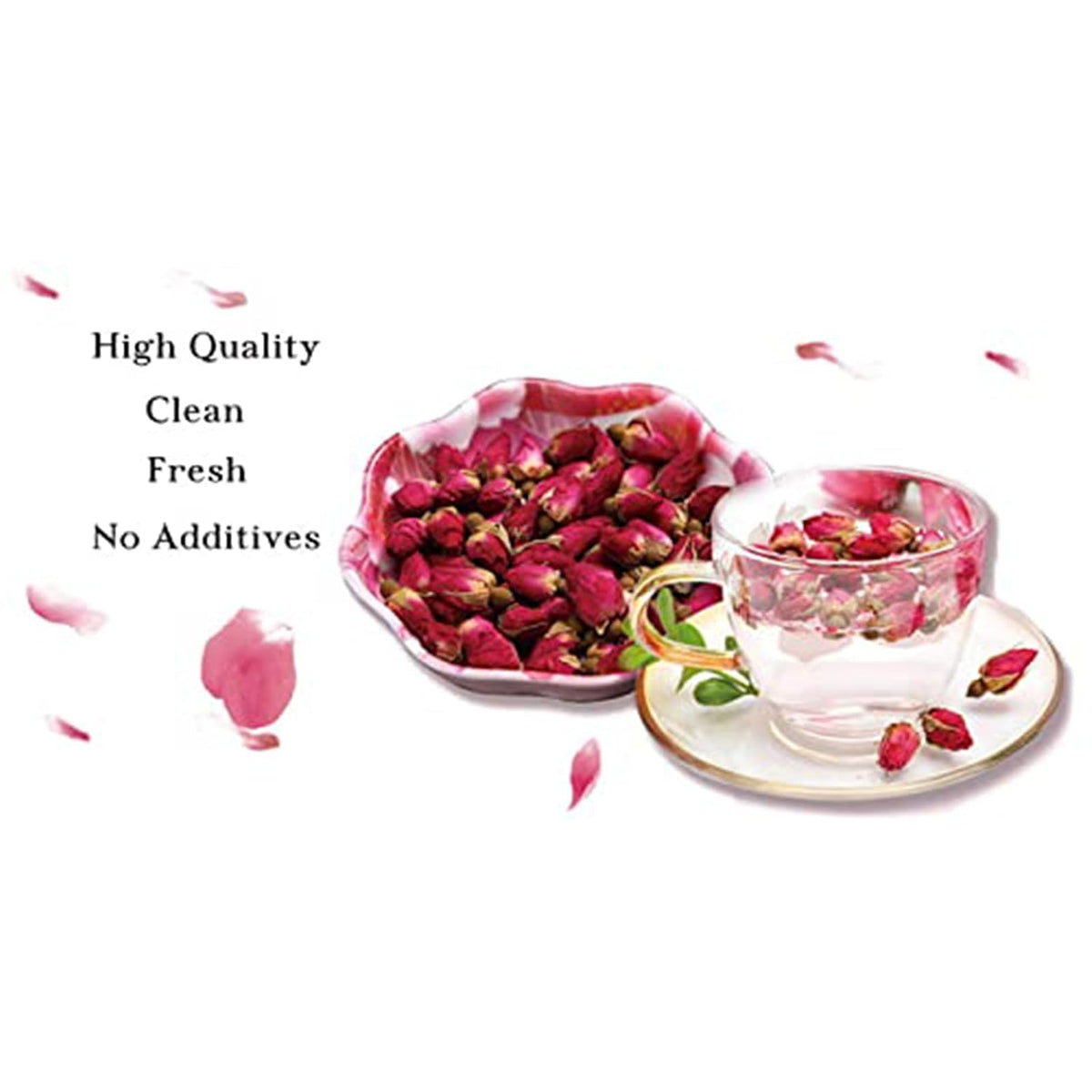 TIAN HU SHAN Rose Tea Premium Dried Rose Buds Loose Leaf Caffeine free 4oz