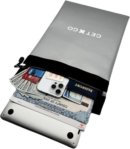 Fireproof Document Bag - Water-Resistant - Thick Tough Fiberglass & Aluminum Walls with Fire Safe Double Pouch Closure - Protect Important Documents, Cash, & Passports. 15"x11"