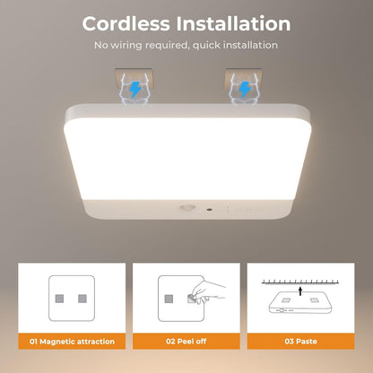 FULEN Motion Sensor Ceiling Light No Wiring, Rechargeable Closet Light