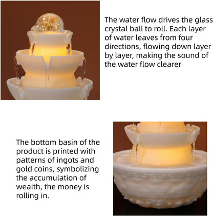 Tabletop Water Fountain - Desktop Waterfall Fountain Indoor Tabletop Humidifiers Home Decoration for Office, Living Room, or Bedroom