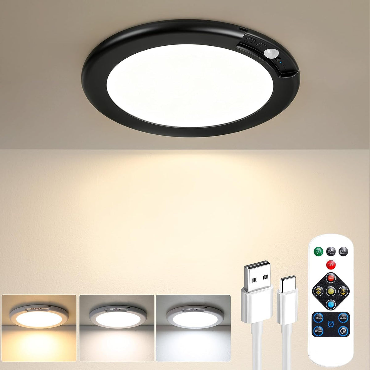 Gotopceed Rechargeable Motion Sensor Ceiling Light, Wireless Closet Light