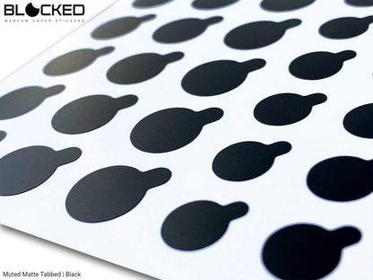 Blocked Original Vinyl Webcam Cover Stickers | Restickable & Stackable Privacy Covers | for All Camera-endable Devices | 3-Sizes | 57 Black Tabbed (Muted Matte)