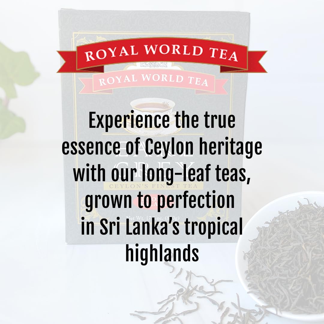Royal World Loose Leaf Earl Grey Tea - Ceylon Black Tea Blend, 17.6 oz