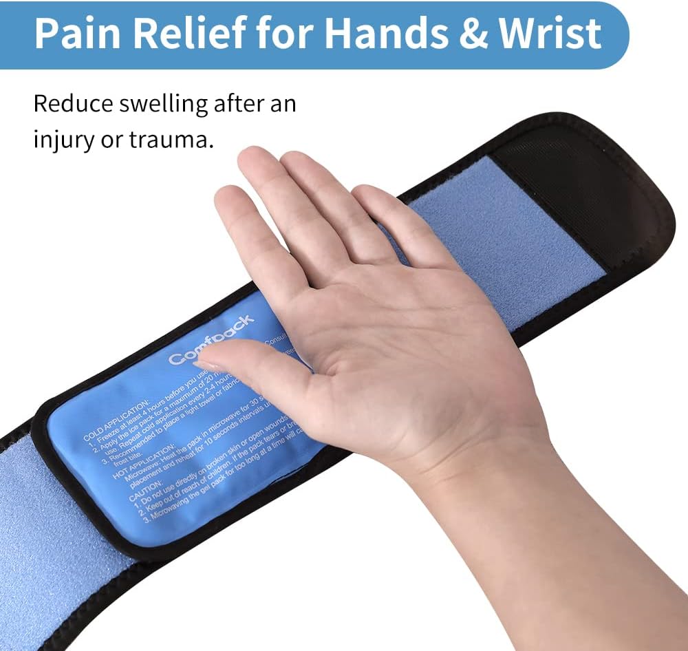 Comfpack Cold Therapy Wrap with 2 Packs for Pain Relief, Reusable Gel Ice Packs for Foot Plantar, Wrist, Ankle, Great for Sprains, Muscle Pain, Bruises, Injuries