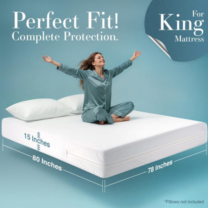 Utopia Bedding Mattress Protector Zippered Twin XL Size, 100% Waterproof Bed Bug and Dust Mite Proof Mattress Encasement, Absorbent 6 Sided Mattress Cover